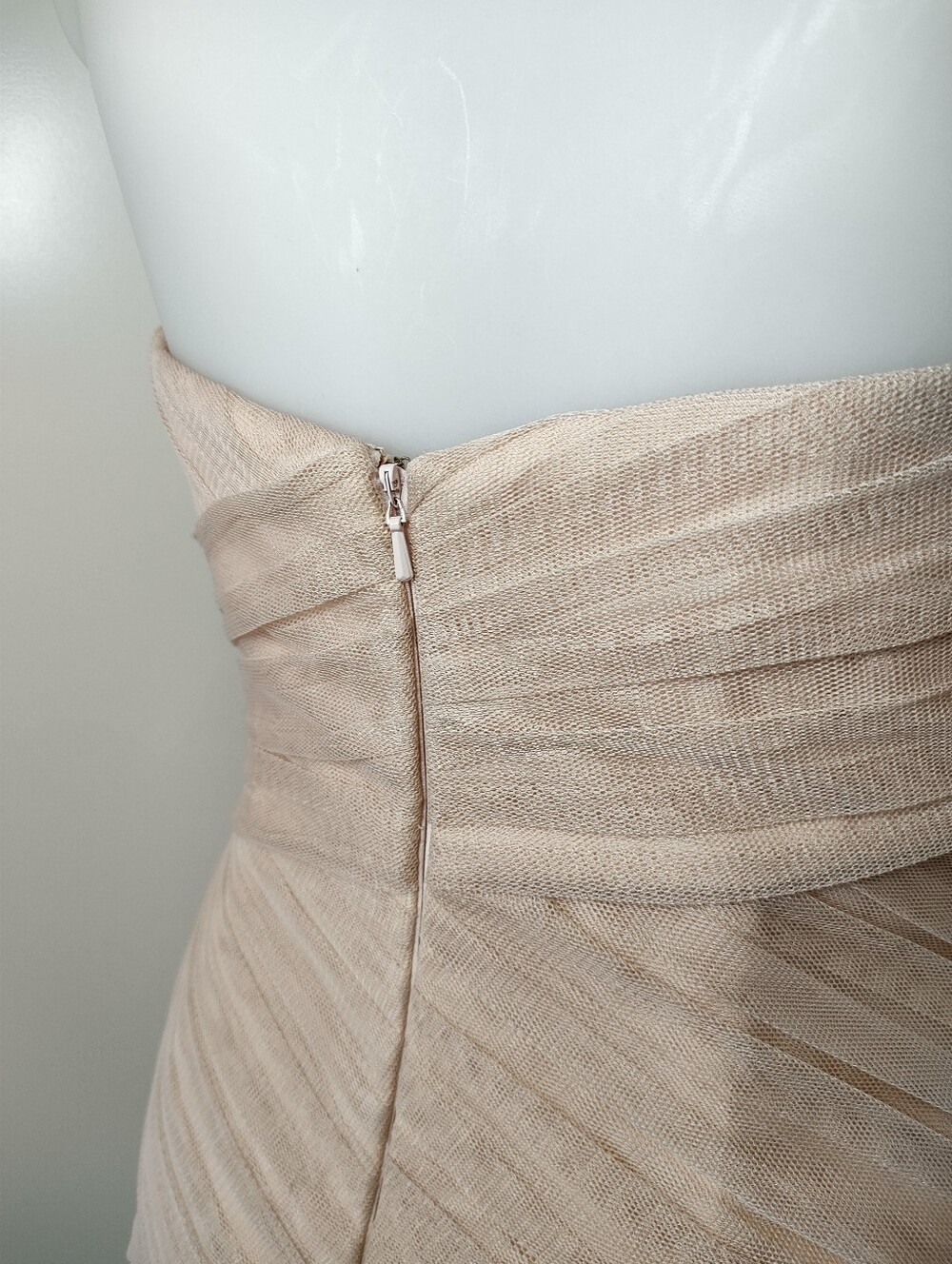 Vintage Vera Wang White Strapless Blush Pink Tulle Evening Gown - Picture 9 of 16
